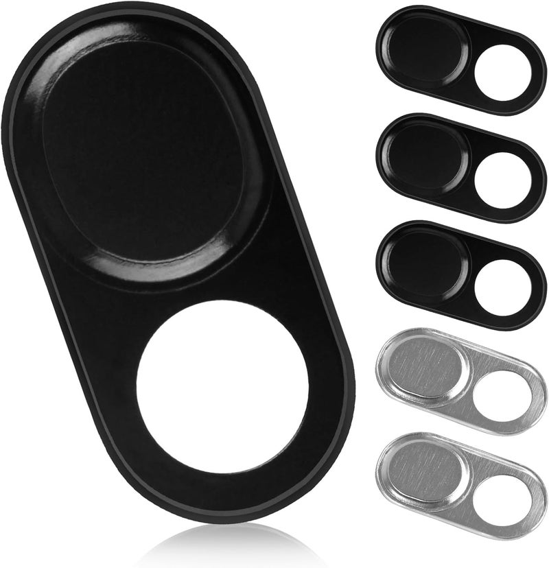 Ninsula 6 Pack Laptop Camera Cover Slide, 0.023 Inch Ultra-Thin Webcam Cover, Phone Camera Cover Fits Most Laptop, Desktop, PC, Tablet, Smartphone(Black and Silver) - Image 1